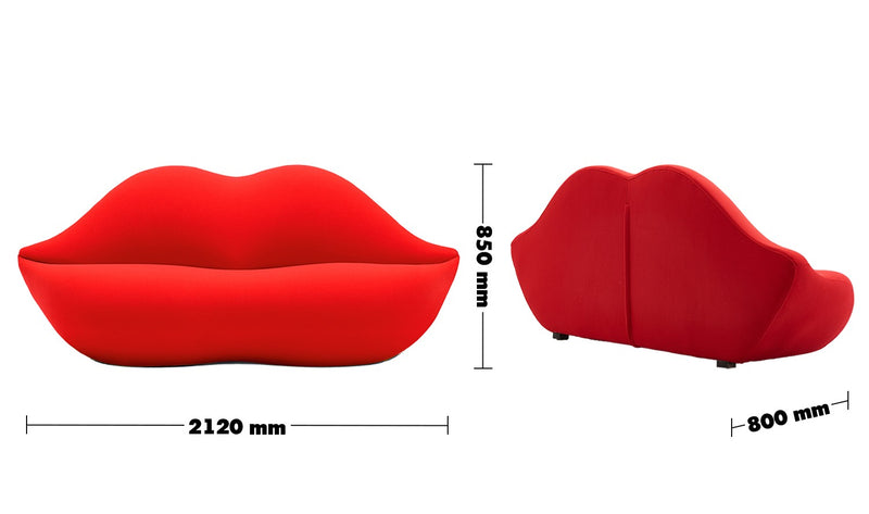 Bauhaus Velvet 2 Seater Sofa BOCCA Size Chart