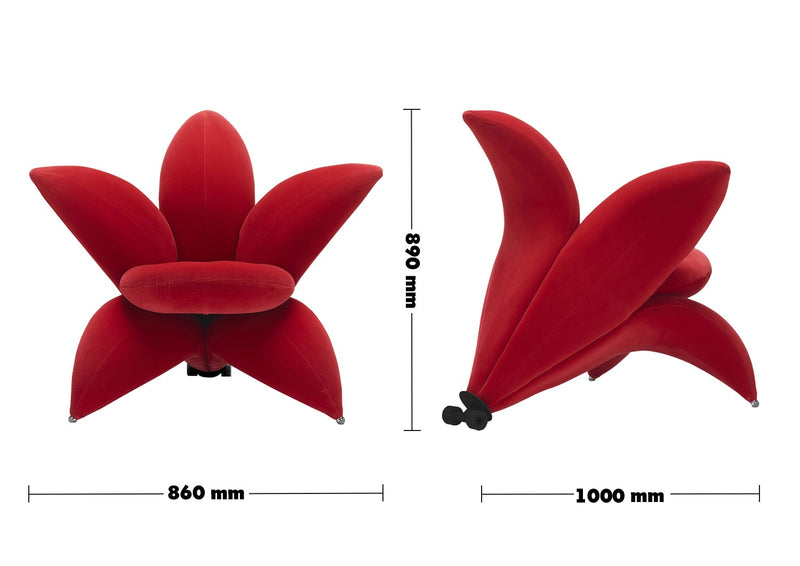 Bauhaus Velvet 1 Seater Sofa Chair GETSUEN Size Chart