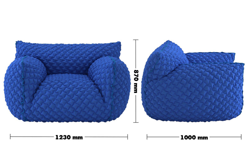 Bauhaus Mix Weave Fabric 1 Seater Sofa NUVOLA Size Chart