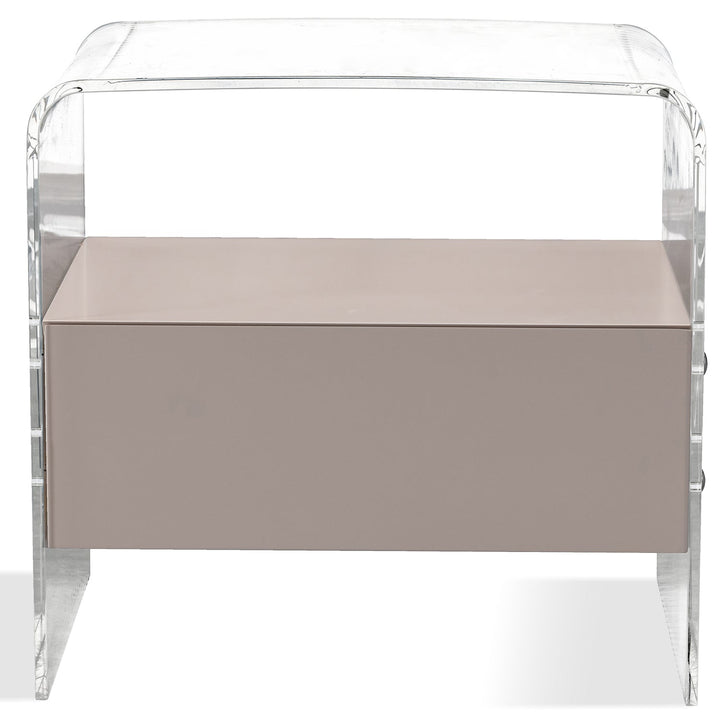 Scandinavian acrylic side table tundra in white background.