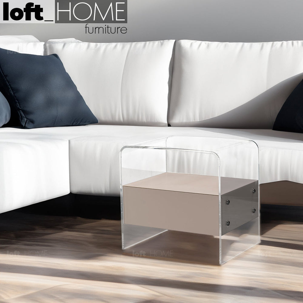 Scandinavian acrylic side table tundra primary product view.