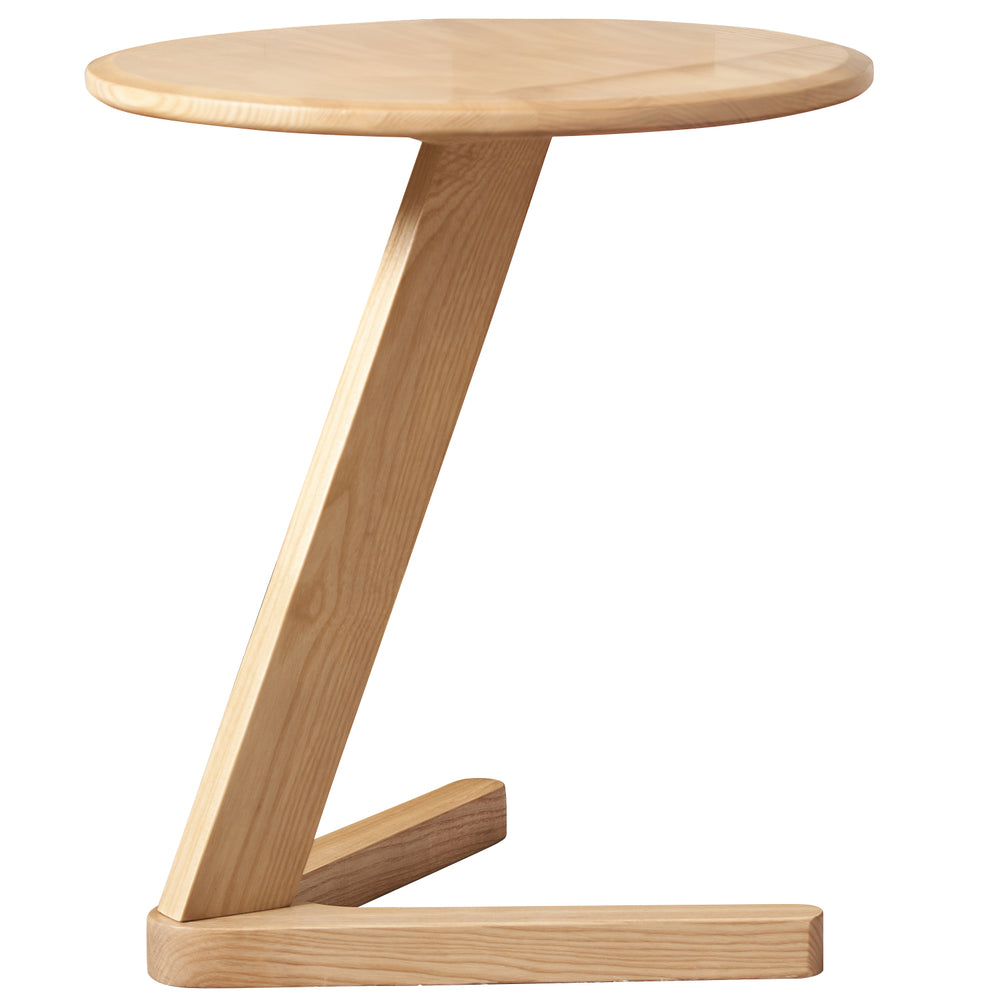 Scandinavian ash wood side table zeta in white background.