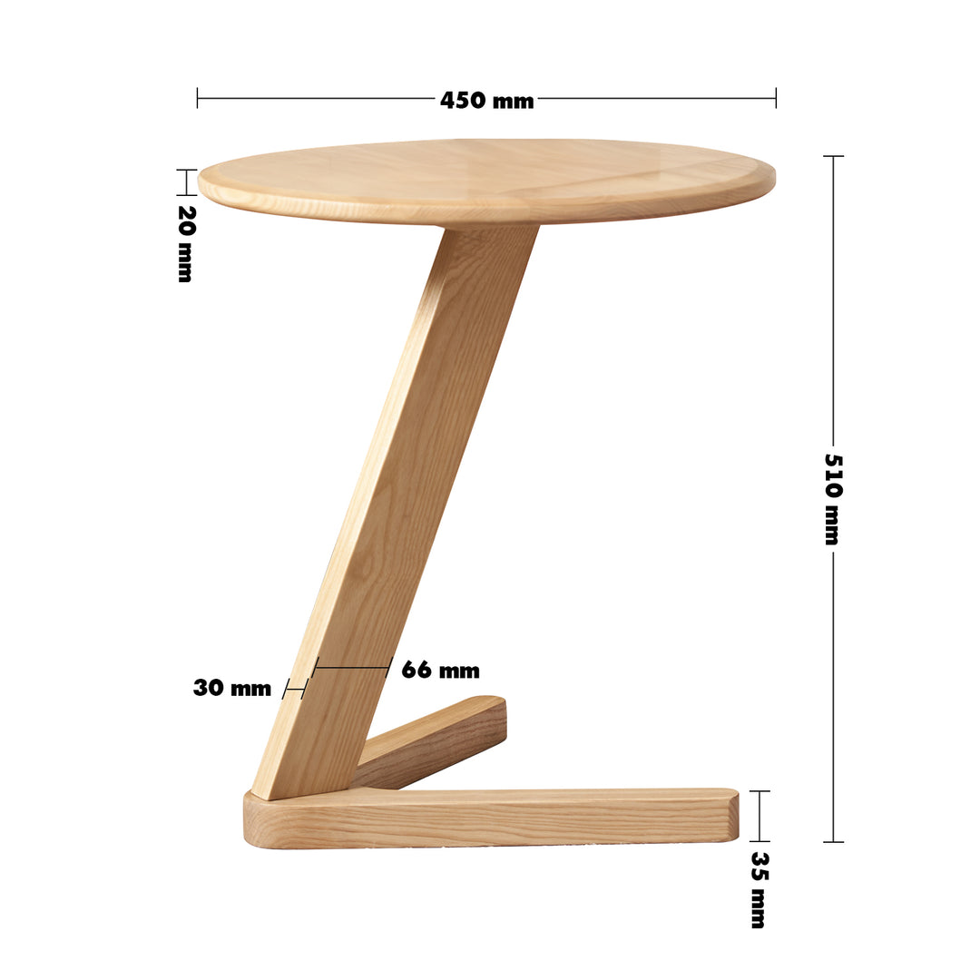 Scandinavian ash wood side table zeta size charts.