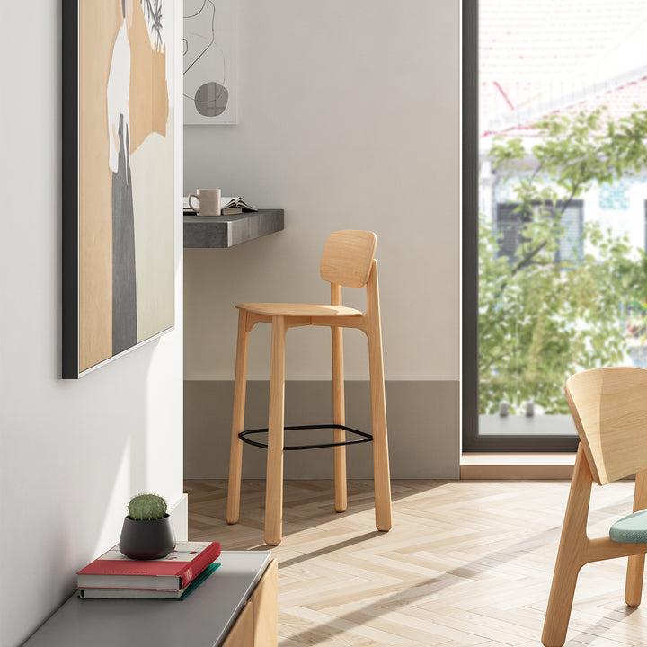 Scandinavian Beech Wood Bar Chair POPPY