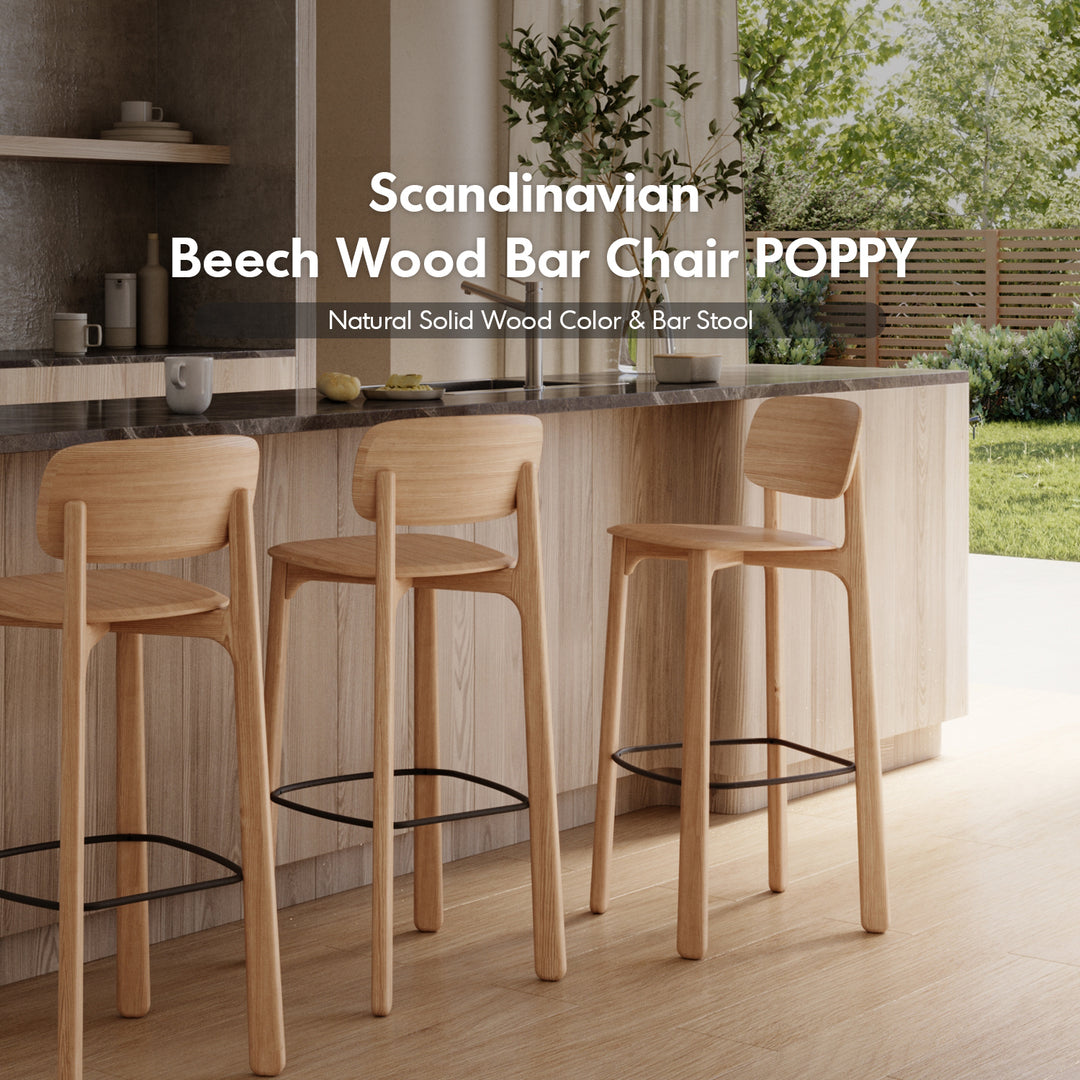 Scandinavian Beech Wood Bar Chair POPPY