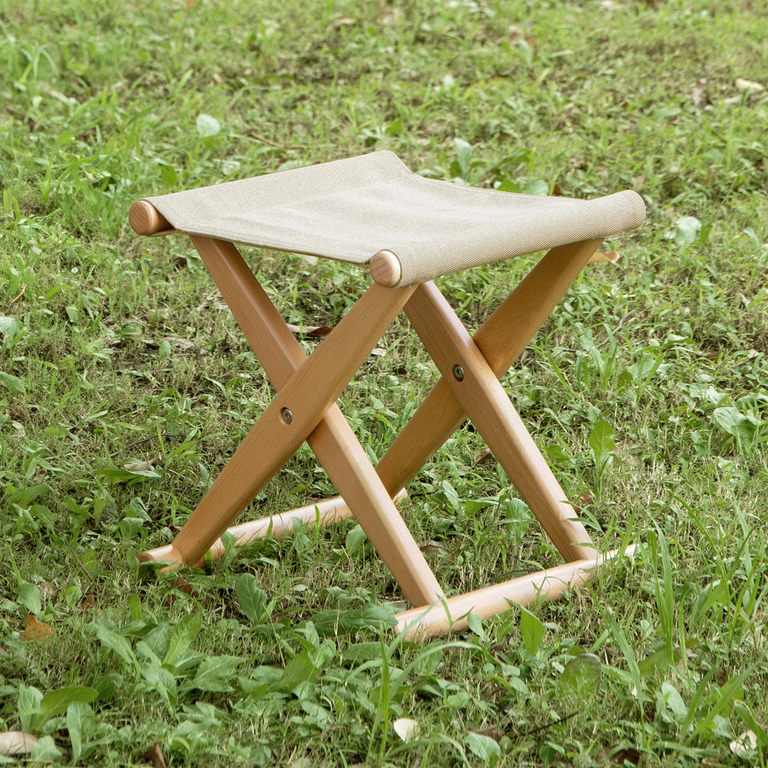 Scandinavian beech wood canvas folding stool kaya primary product view.