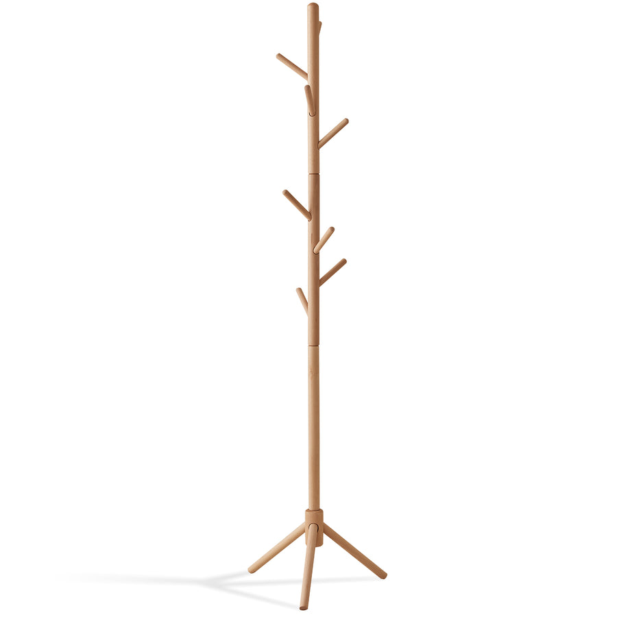 Scandinavian beech wood clothes hanger branch in white background.