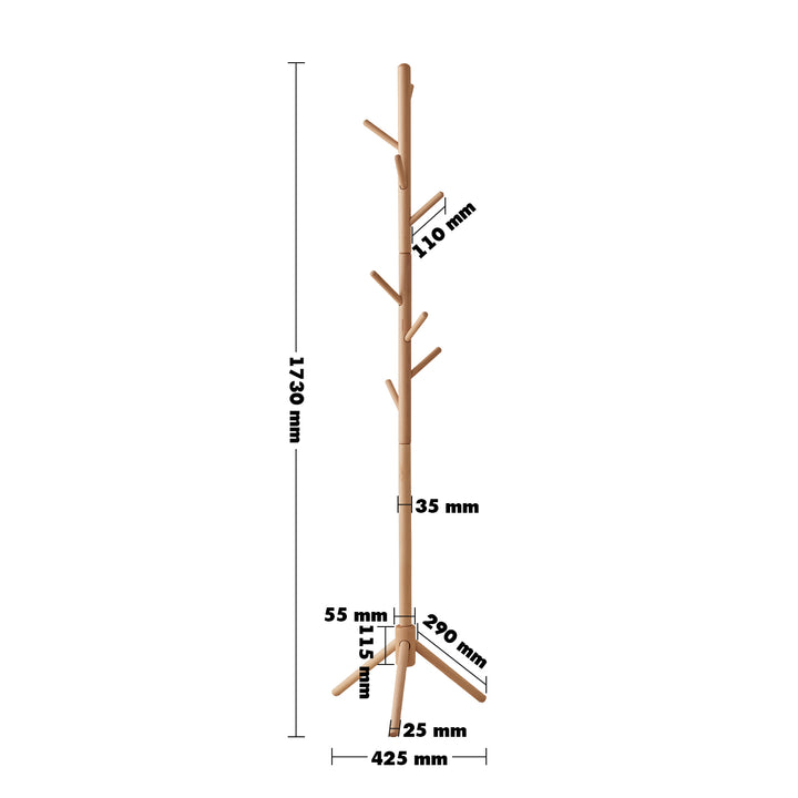 Scandinavian beech wood clothes hanger branch size charts.