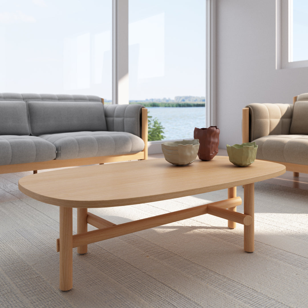 Scandinavian beech wood coffee table table hilda in still life.