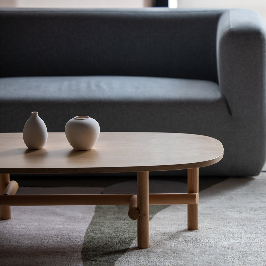 Scandinavian beech wood coffee table table hilda in details.