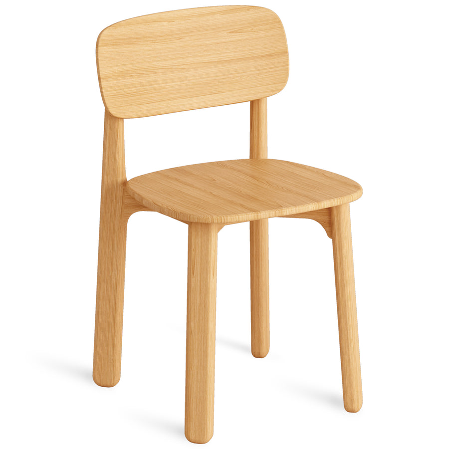 Scandinavian beech wood dining chair poppy in white background.