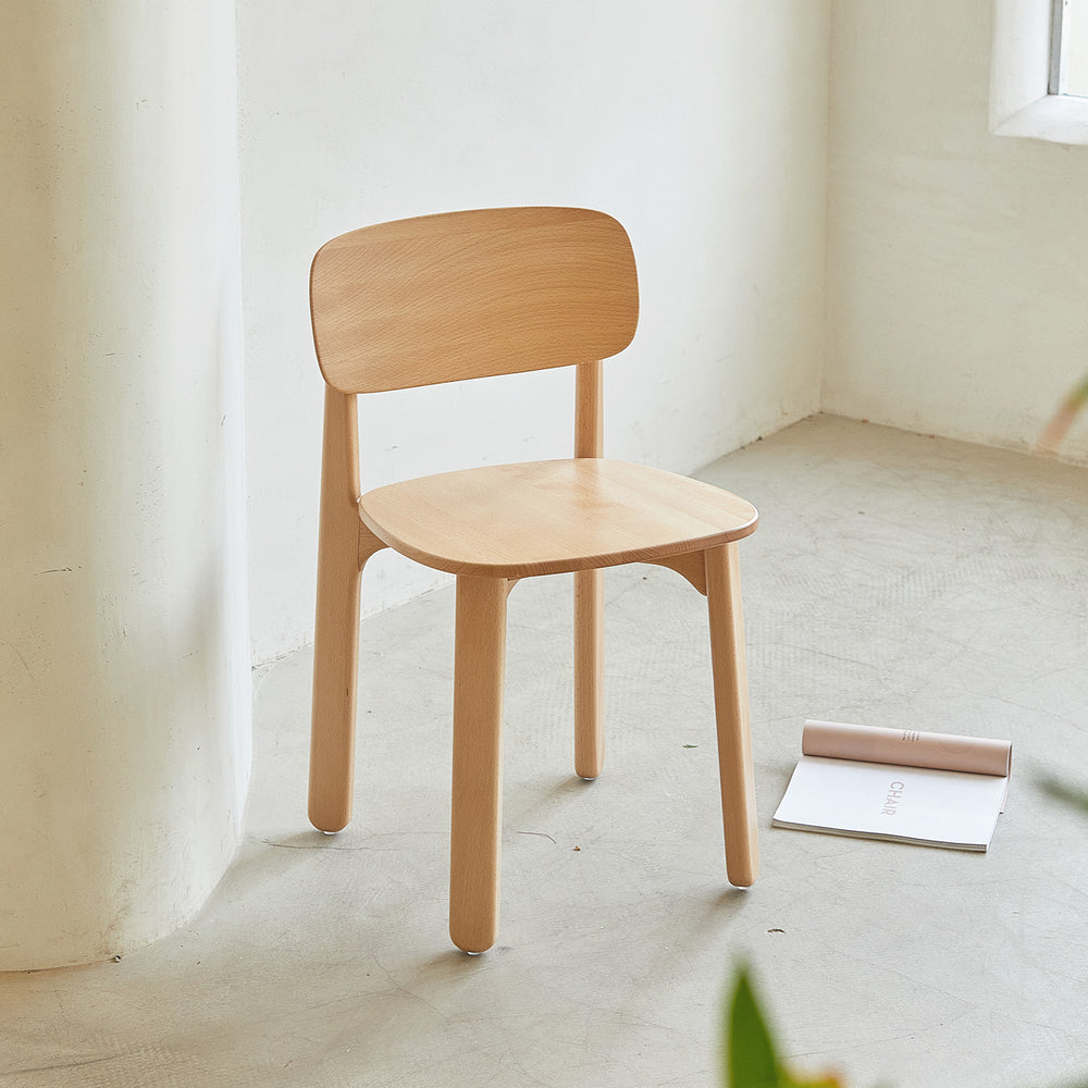 Scandinavian beech wood dining chair poppy primary product view.