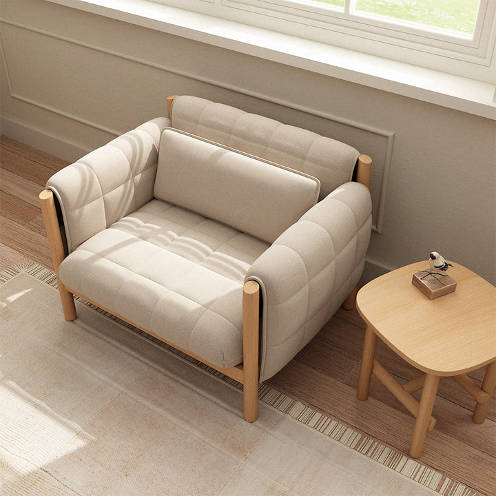 Scandinavian beech wood fabric 1 seater sofa hilda primary product view.