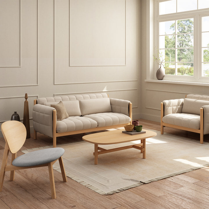 Scandinavian beech wood fabric 2 seater sofa hilda situational feels.