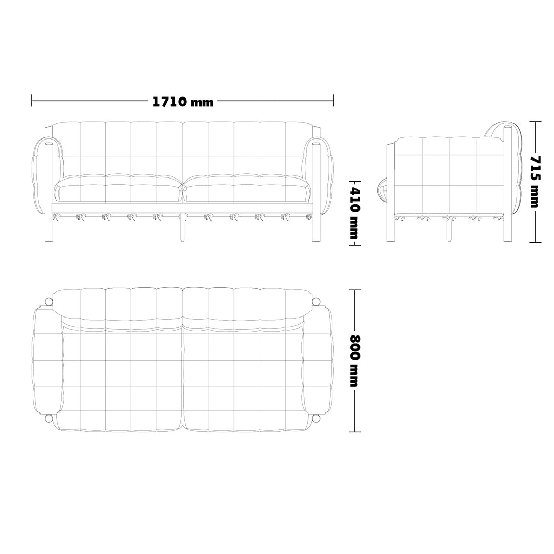 Scandinavian beech wood fabric 2 seater sofa hilda size charts.