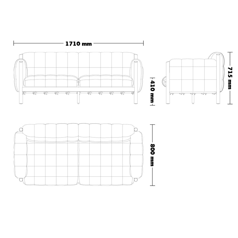 Scandinavian beech wood fabric 2 seater sofa hilda size charts.