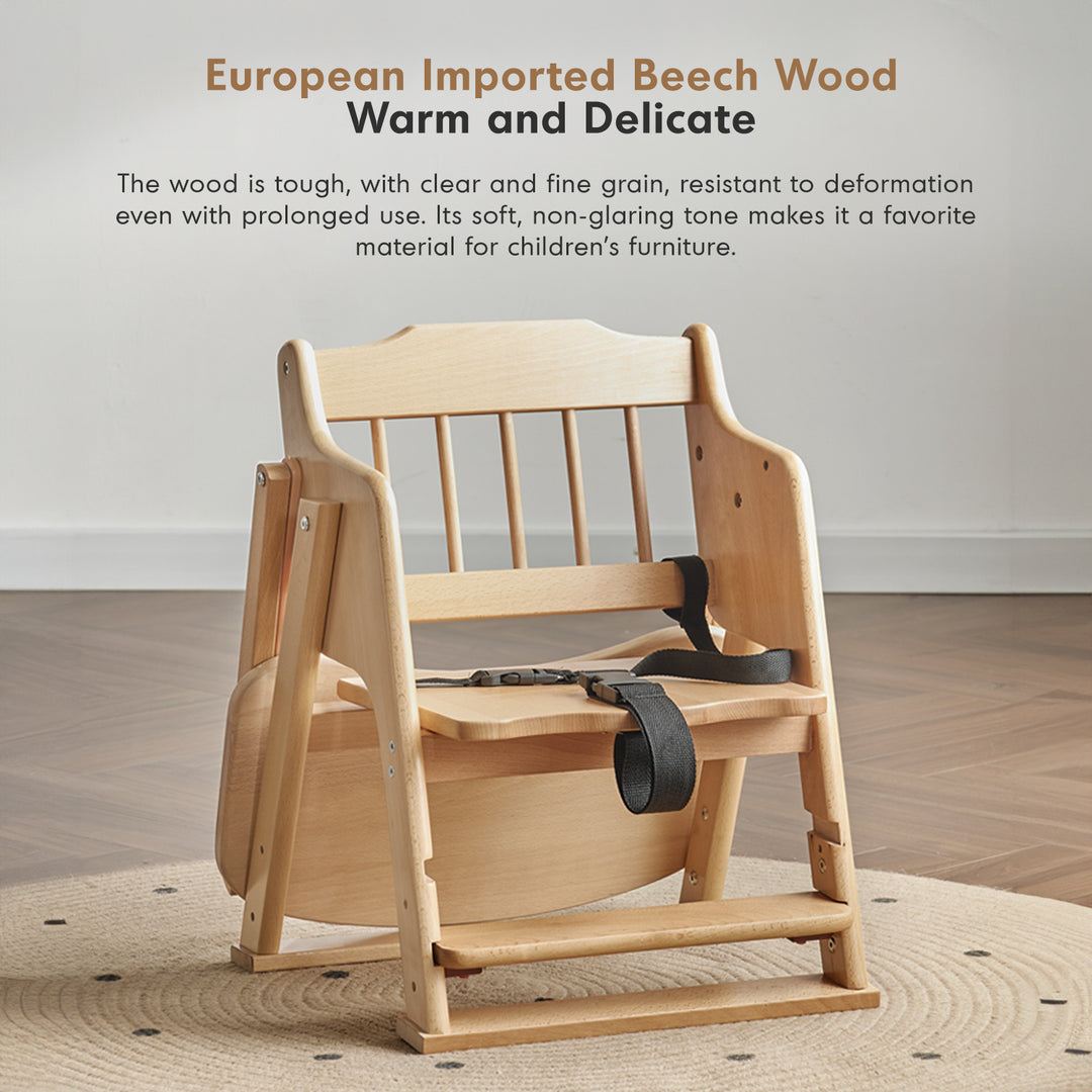 Scandinavian beech wood kids dining chair ayla material variants.