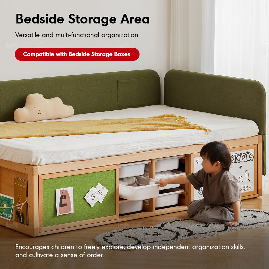 Scandinavian beech wood kids storage bed barra detail 1.