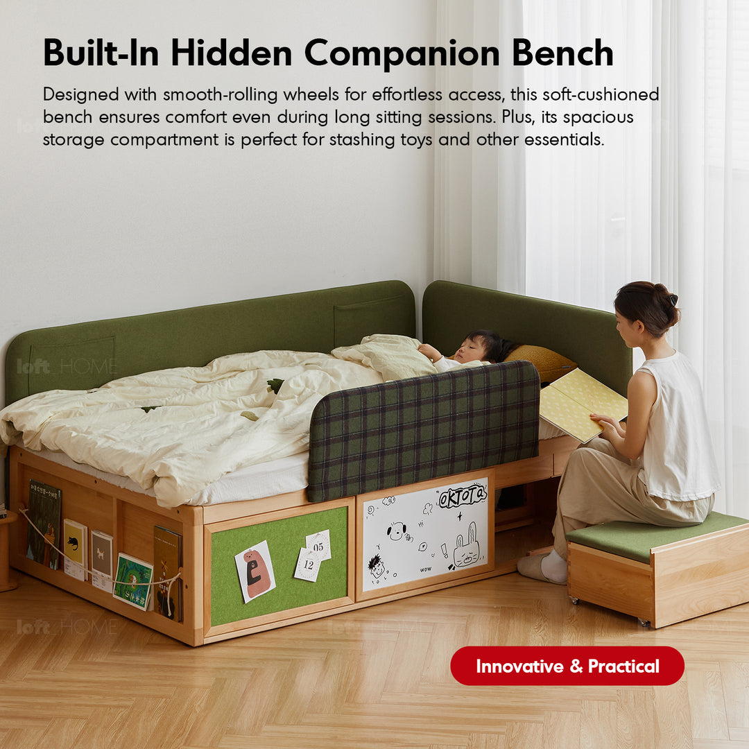 Scandinavian beech wood kids storage bed barra detail 3.