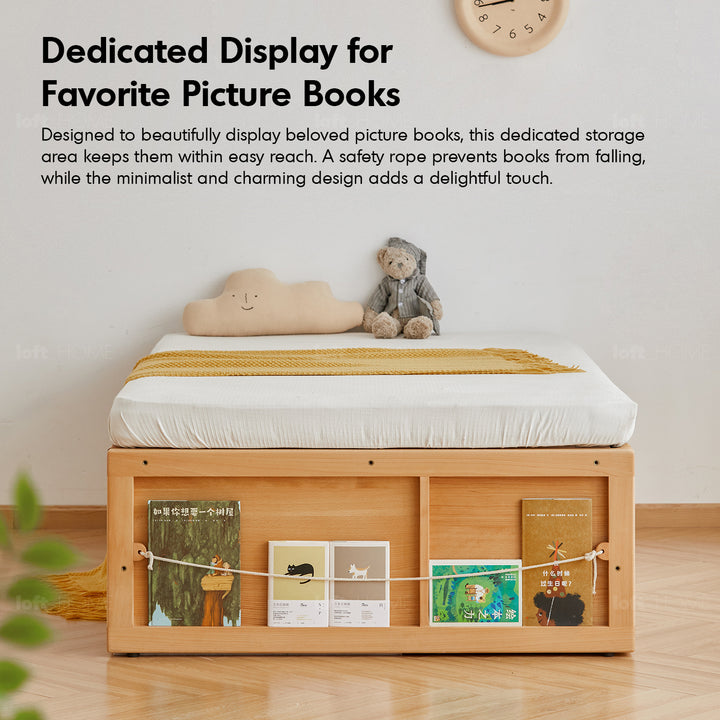 Scandinavian beech wood kids storage bed barra detail 8.