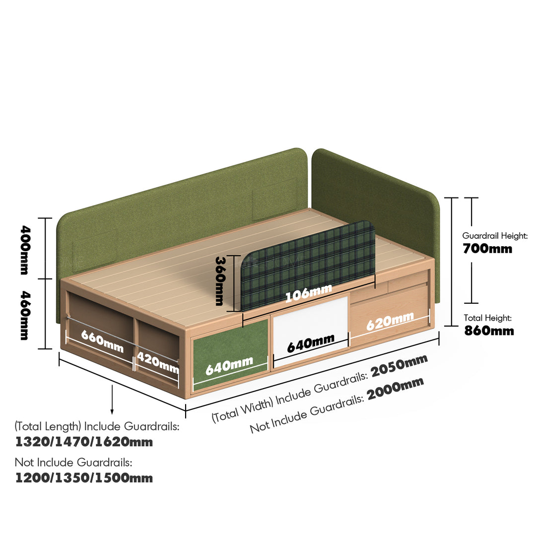 Scandinavian beech wood kids storage bed barra size charts.