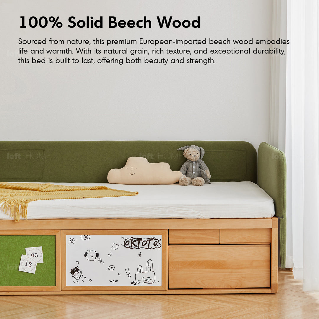 Scandinavian beech wood kids storage bed barra detail 16.