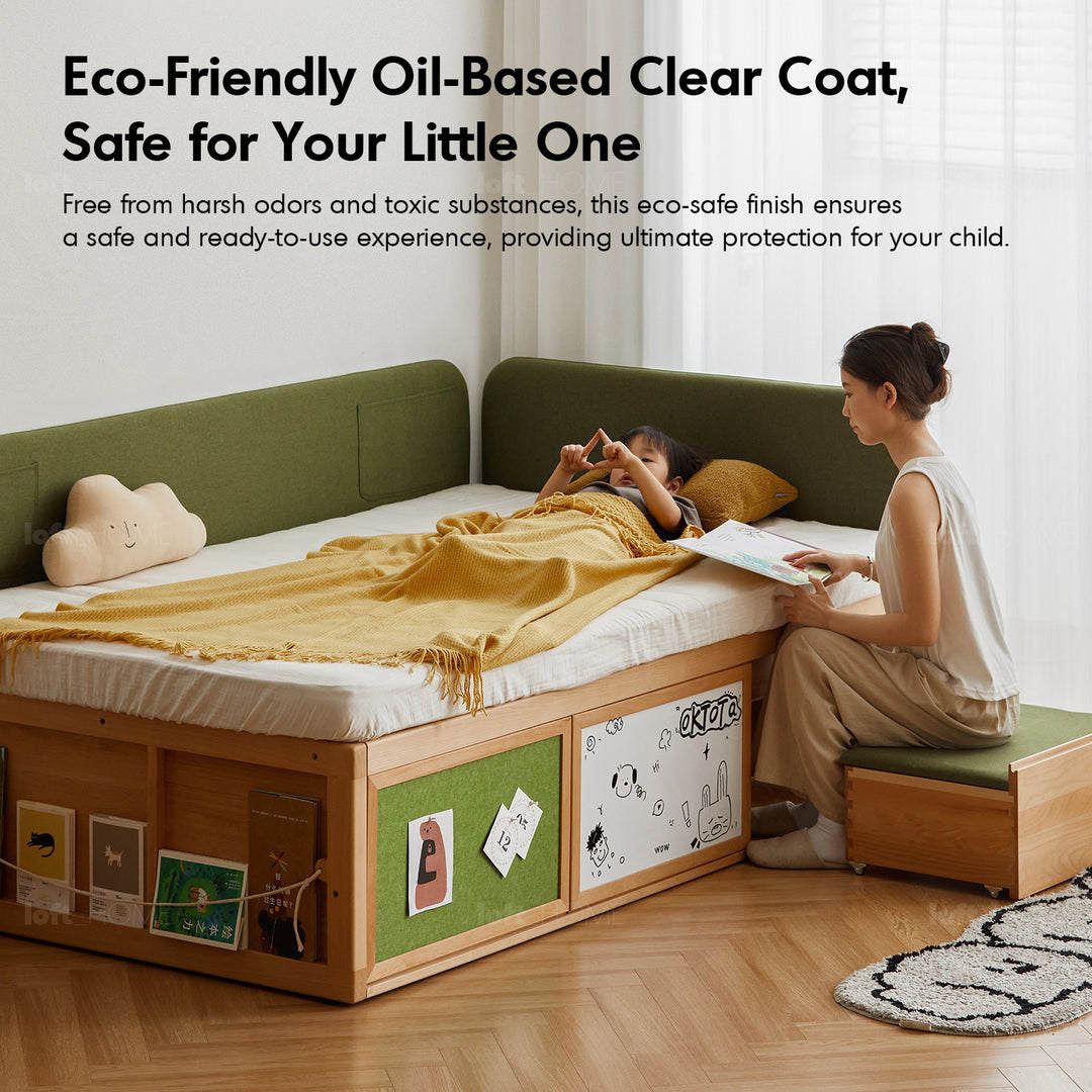 Scandinavian beech wood kids storage bed barra detail 18.