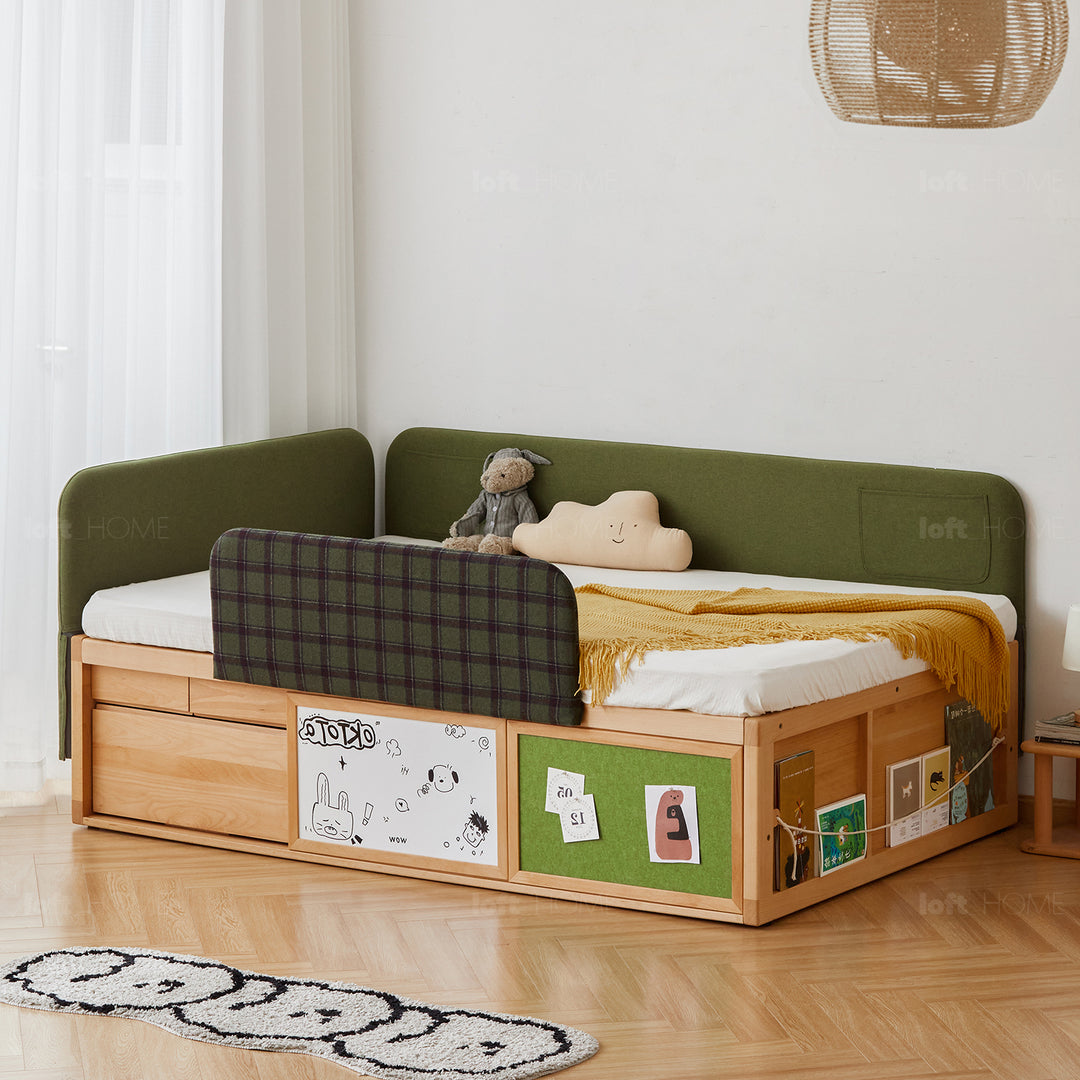 Scandinavian beech wood kids storage bed barra detail 31.