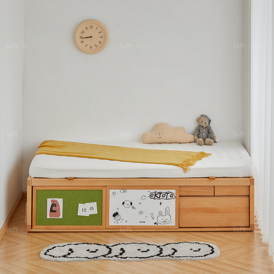 Scandinavian beech wood kids storage bed barra detail 32.