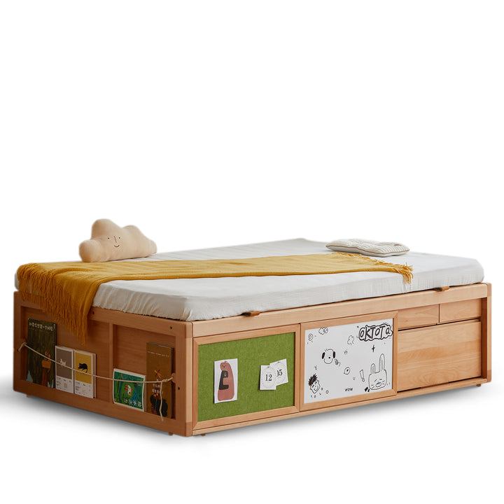 Scandinavian beech wood kids storage bed barra detail 33.