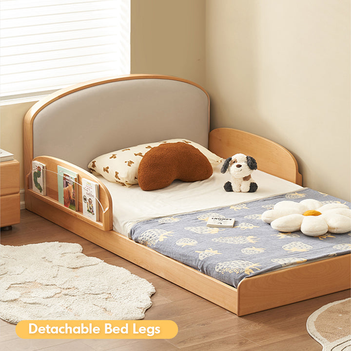 Scandinavian beech wood scratch resistant fabric kids bed nestle conceptual design.