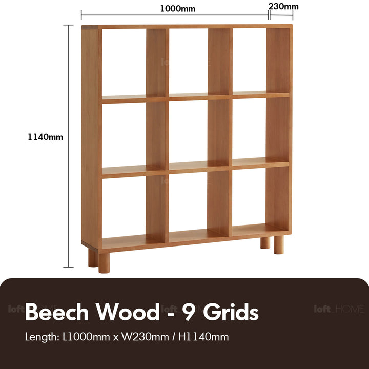 Scandinavian beech wood shelf bookshelf mural material variants.