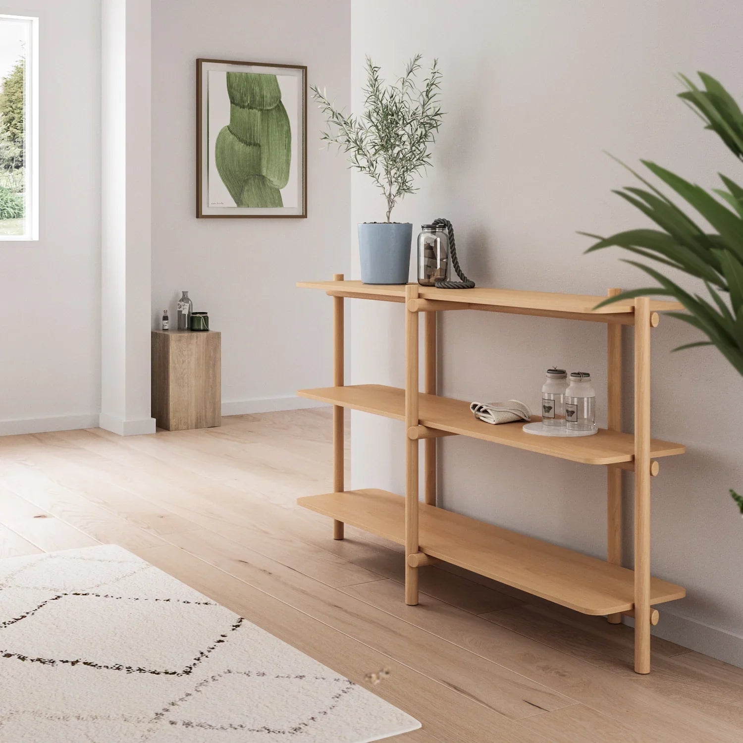 Scandinavian Beech Wood Side Display Shelf HILDA – LOFT HOME