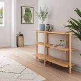 Scandinavian beech wood side display shelf hilda primary product view.