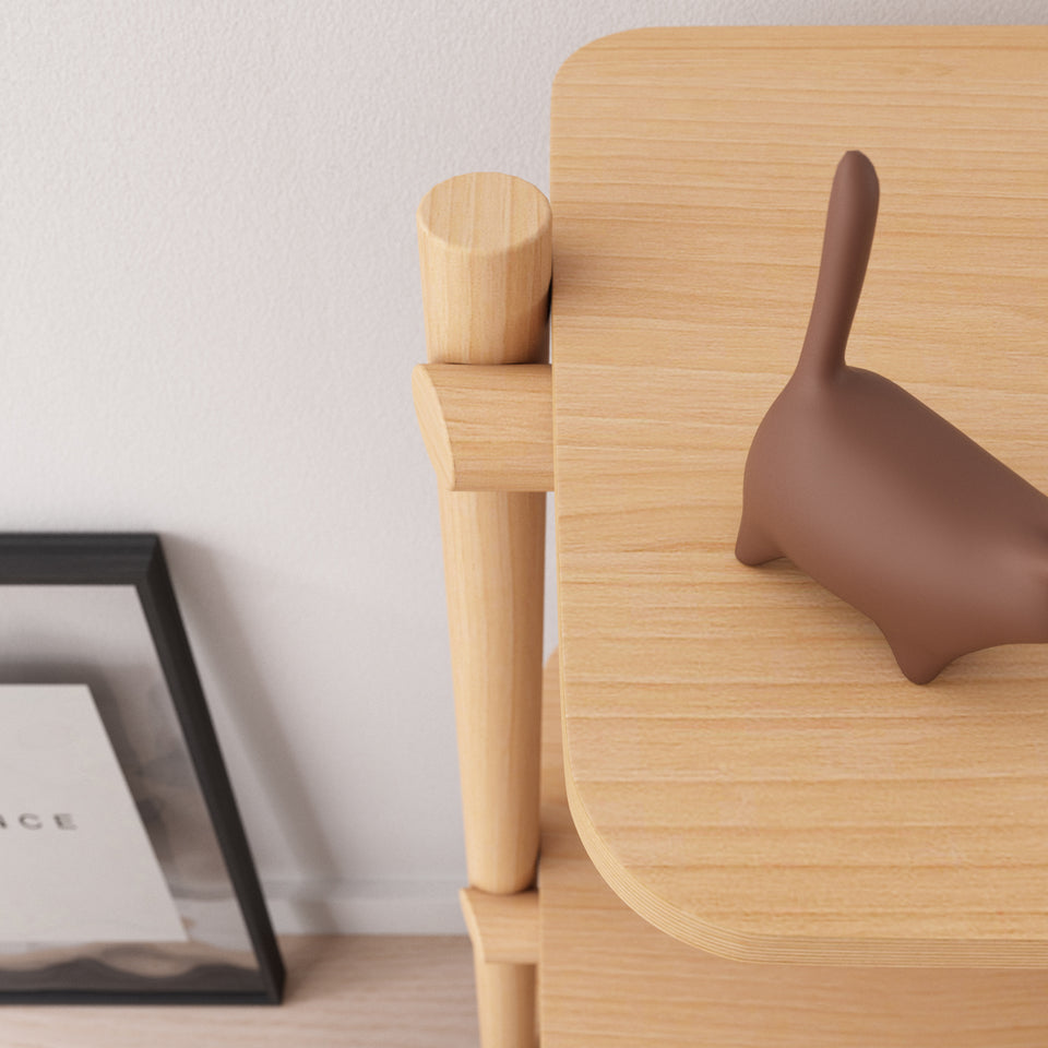 Scandinavian beech wood side display shelf hilda material variants.