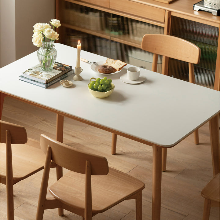 Scandinavian beech wood sintered stone dining table luna detail 6.