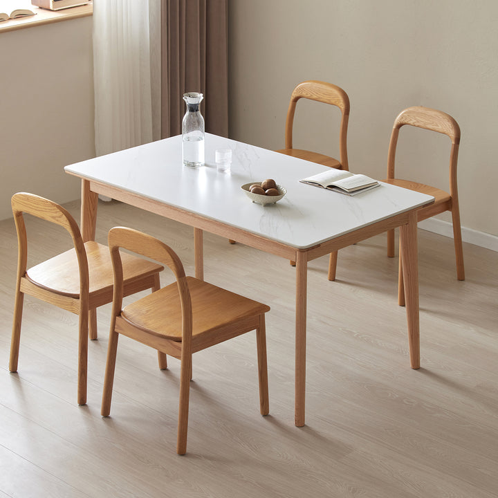 Scandinavian beech wood sintered stone dining table luna detail 7.