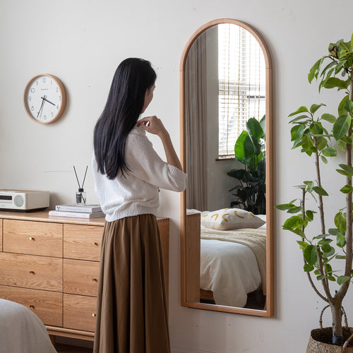 Scandinavian Beech Wood Wall Hanging Dressing Mirror GLIMMER Good to Know Preview-1