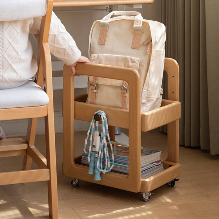 Scandinavian beech wood wheeled trolley side table vera primary product view.