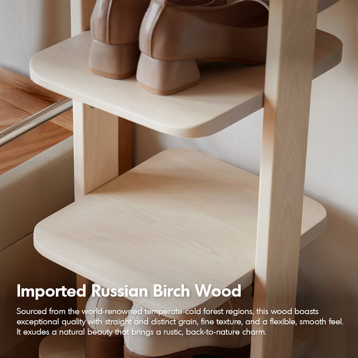 Scandinavian birch wood shoe shelf elka conceptual design.