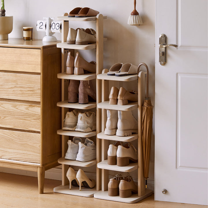 Scandinavian birch wood shoe shelf elka primary product view.