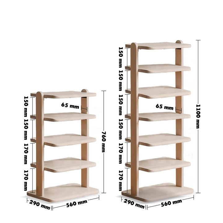 Scandinavian birch wood shoe shelf elka color swatches.