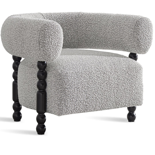 Japandi boucle fabric 1 seater sofa amarah in white background.