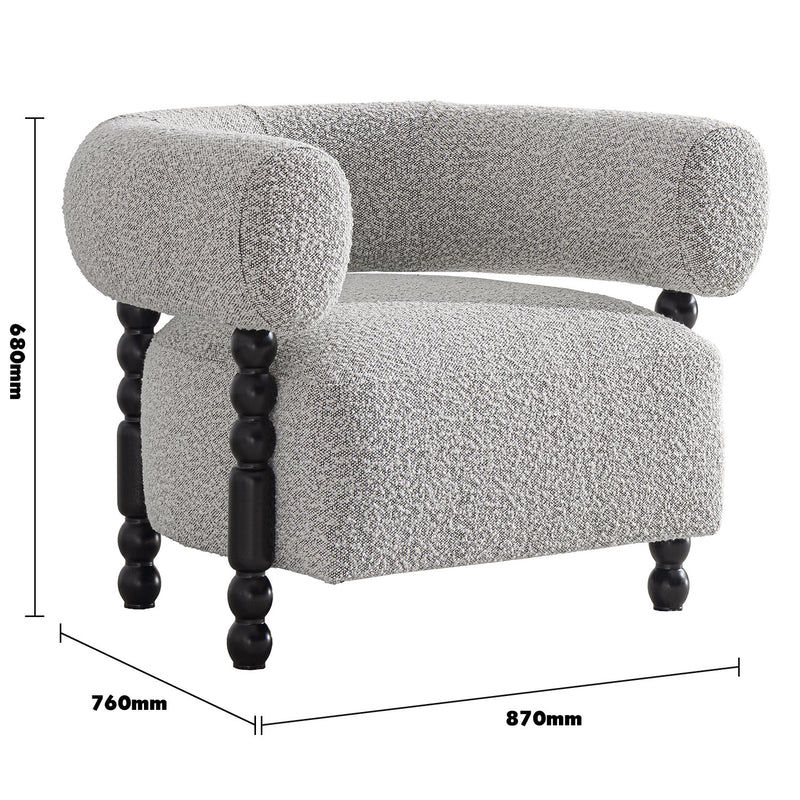 Scandinavian boucle fabric 1 seater sofa amarah size charts.