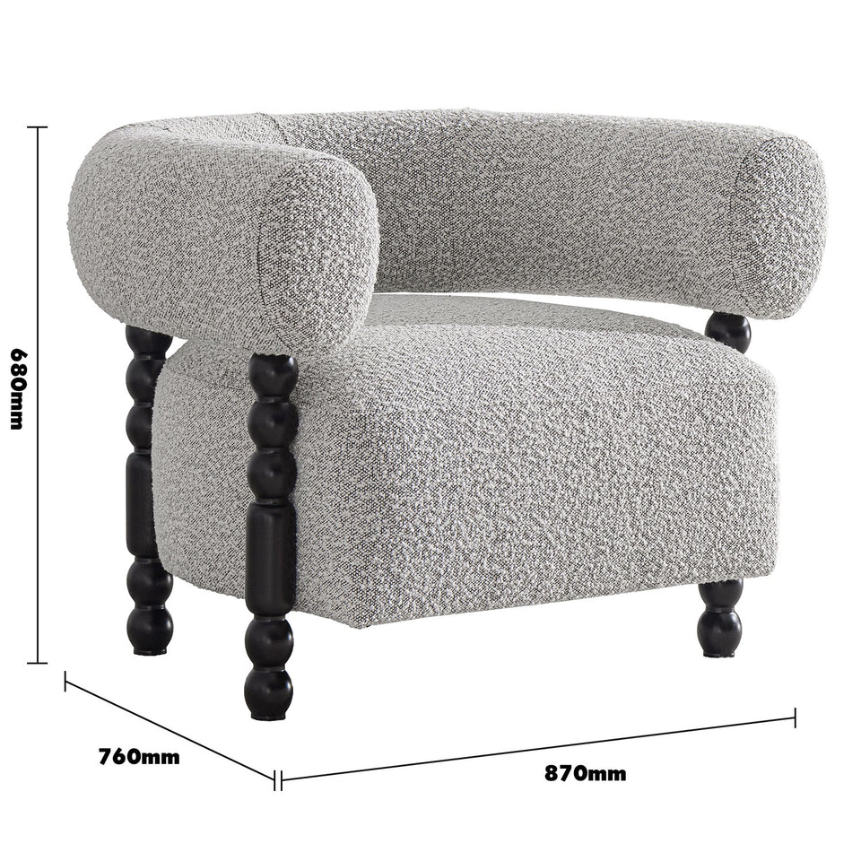 Scandinavian boucle fabric 1 seater sofa amarah size charts.