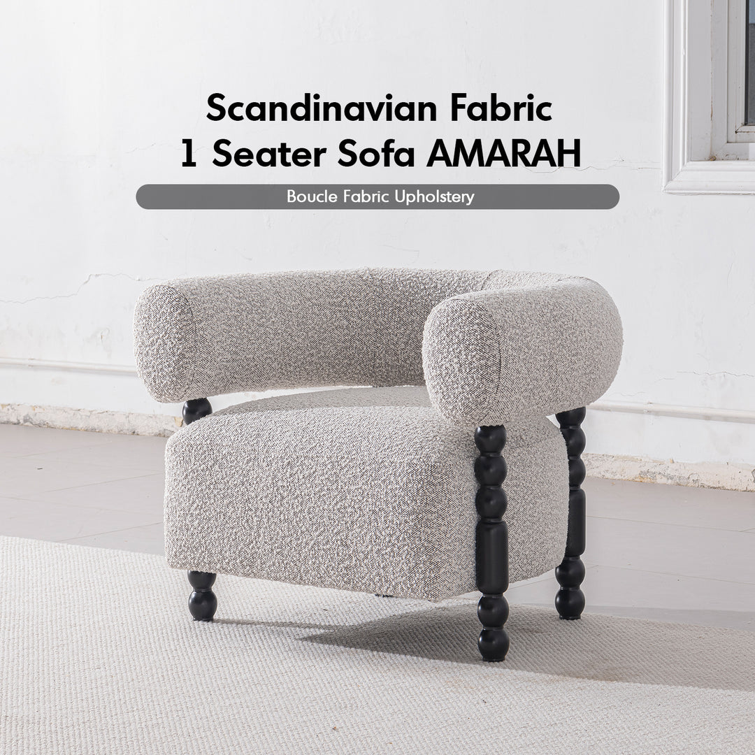 Japandi Boucle Fabric 1 Seater Sofa AMARAH