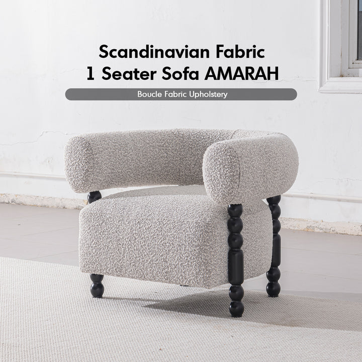 Scandinavian Boucle Fabric 1 Seater Sofa AMARAH