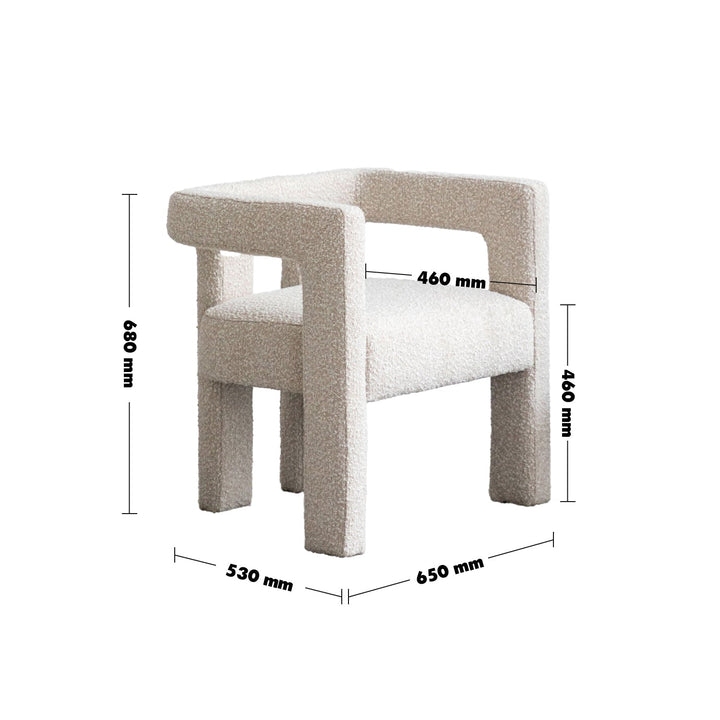 Scandinavian boucle fabric dining chair whim size charts.