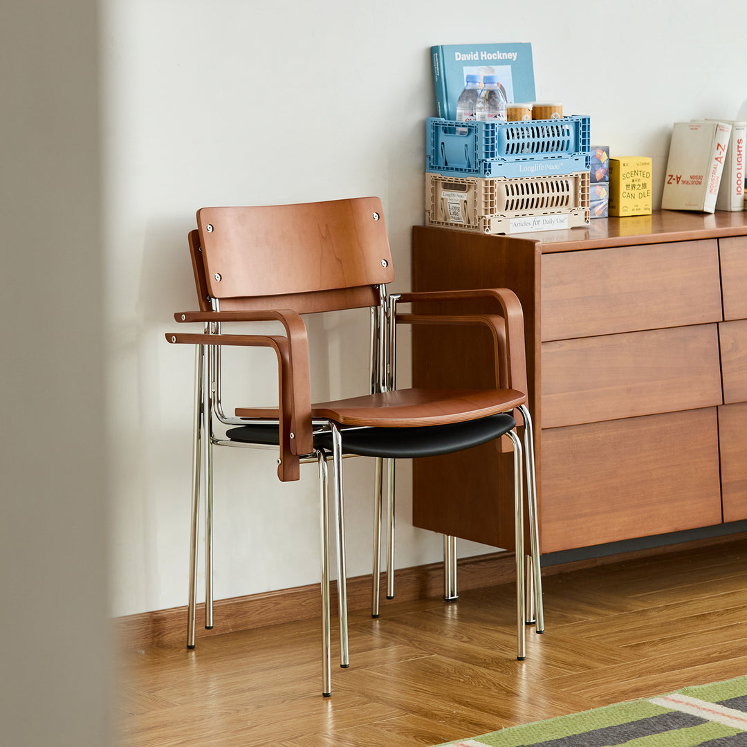 Scandinavian boxwood dining chair pinecone with context.