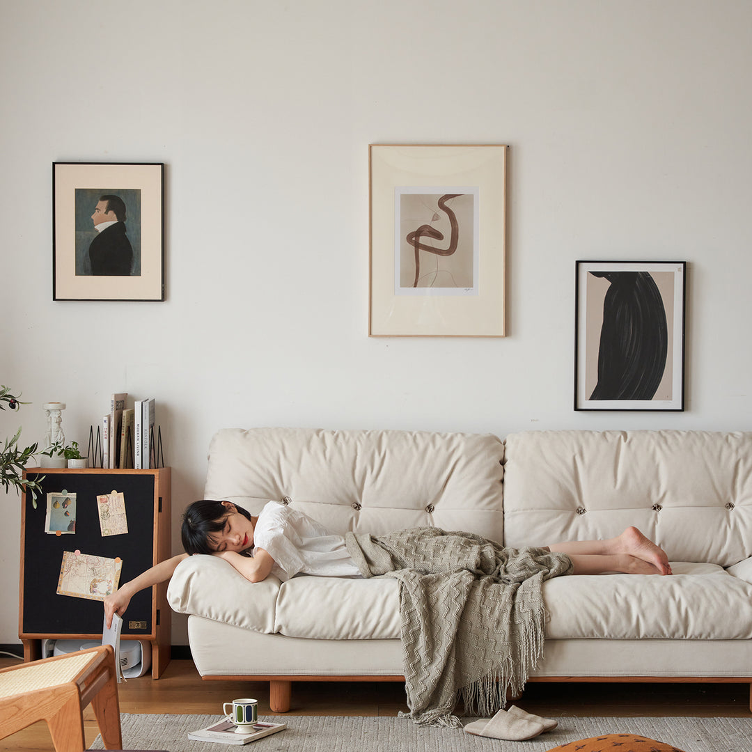Scandinavian cat scratch resistant fabric 2 seater sofa nimbus in still life.